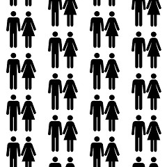 Image showing Seamless pattern with silhouettes of the person of different col