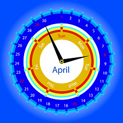 Image showing Creative idea of design of a Clock with circular calendar for 20