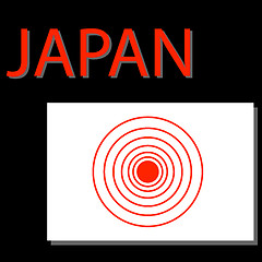 Image showing Japan flag with epicenter of strong earthquake