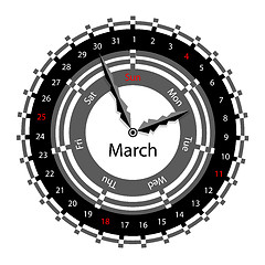 Image showing Creative idea of design of a Clock with circular calendar for 20