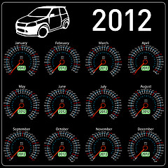 Image showing 2012 year ñalendar speedometer car in vector. 