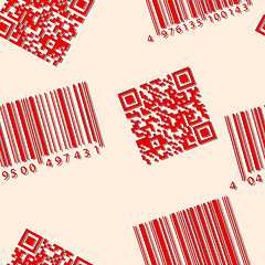 Image showing Barcode and qr-code. Seamless vector wallpaper.  