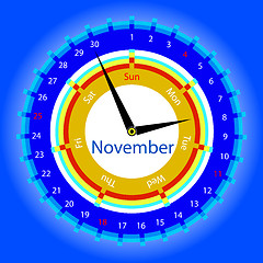 Image showing Creative idea of design of a Clock with circular calendar for 20