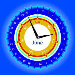 Image showing Creative idea of design of a Clock with circular calendar for 20