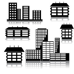 Image showing different kind of houses and buildings - Vector Illustration