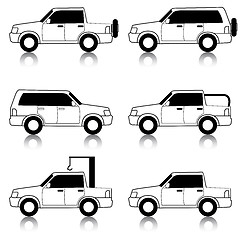 Image showing Set of vector icons - transportation symbols. Black on white. Ca