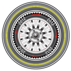 Image showing Calendar 2012 year  wheel car. 