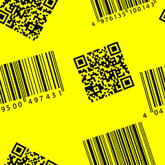 Image showing Barcode and qr-code. Seamless vector wallpaper.  