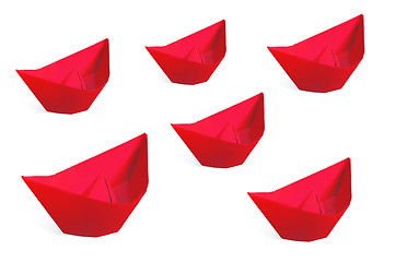 Image showing Red paper ships isolated on a white background