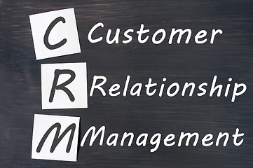 Image showing Acronym of CRM - Customer Relationship Management written on a blackboard 