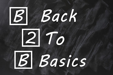 Image showing Acronym of B2B for Back to basics written on a smudged blackboard 