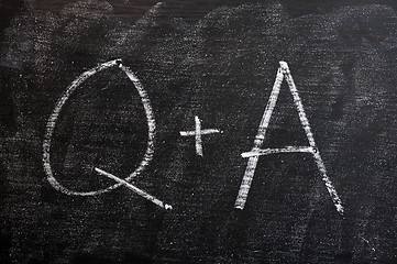 Image showing Question and Answer symbols on a blackboard