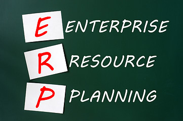 Image showing Chalk drawing of ERP acronym for Enterprise Resource Planning