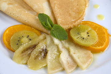 Image showing Pancakes with fruit.