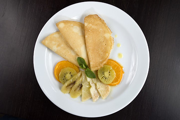 Image showing Pancakes with fruit.