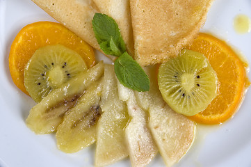 Image showing Pancakes with fruit.