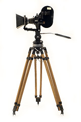 Image showing The movie camera and tripod.