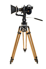 Image showing The movie camera and tripod.