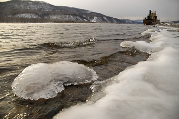 Image showing Northern, Siberian river in the winter.