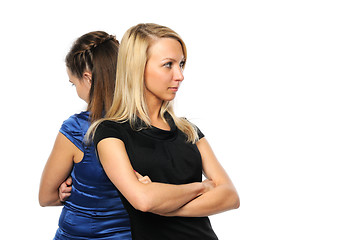 Image showing Two young attractive women standing