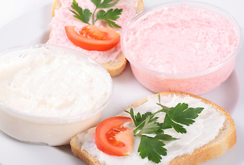 Image showing two toasts on plate close up