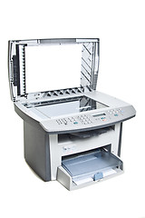 Image showing Printer with paper isolated on white bacground