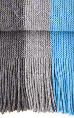 Image showing Close-up of striped woolen scarf