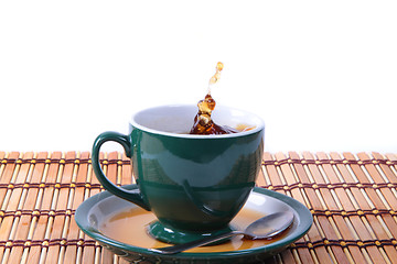 Image showing cup of green tea with splash