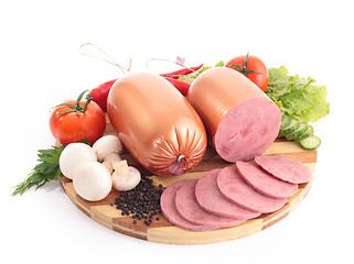 Image showing ham with vegetables and mushrooms