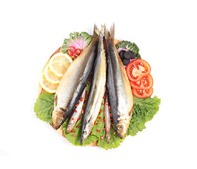 Image showing pickled herring with tomato rings