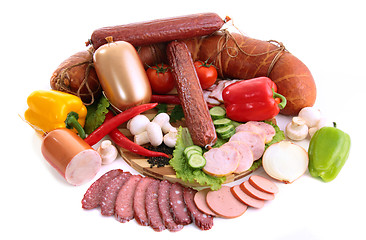 Image showing sausages in coposition with vegetables