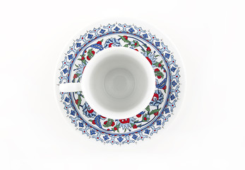 Image showing Ornamented teacup top view