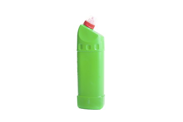 Image showing Green cleaning detergent bottle isolated