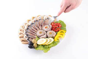 Image showing taste fresh fish on dish