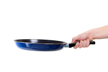 Image showing Pan in hand on white background