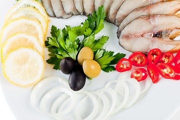 Image showing sliced fish with vegetables