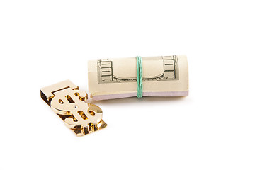 Image showing Rolled up paper dollar currency finance savings