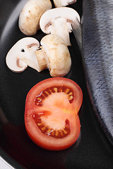 Image showing vegetables on pan close up