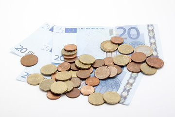 Image showing Euro with coins isolated