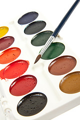 Image showing Paints and brushe