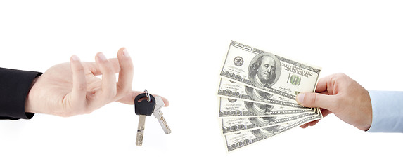 Image showing hands holdind money and car keys