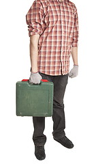 Image showing man holding toolbox in hand