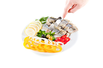 Image showing fish on plate with vegetables