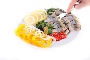 Image showing fish on plate with vegetables