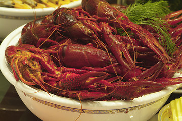 Image showing Bowl of crayfish