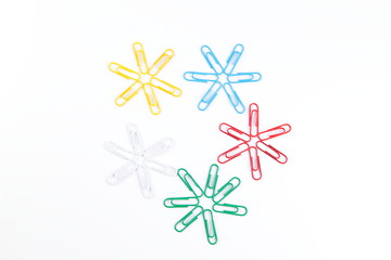 Image showing paperclip's in the shape of snowflakes