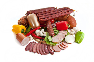 Image showing sausages in coposition with vegetables