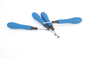 Image showing Blue screwdrivers isolated on white