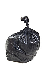 Image showing Black garbage bag isolated on white