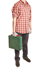 Image showing man holding toolbox in hand